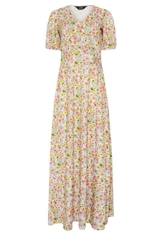 LTS Tall Women's Yellow Ditsy Floral Print Maxi Wrap Dress | Long Tall Sally 5