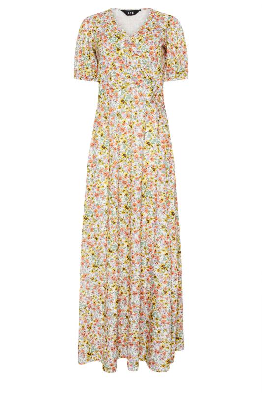 LTS Tall Women's Yellow Ditsy Floral Print Maxi Wrap Dress | Long Tall Sally 5
