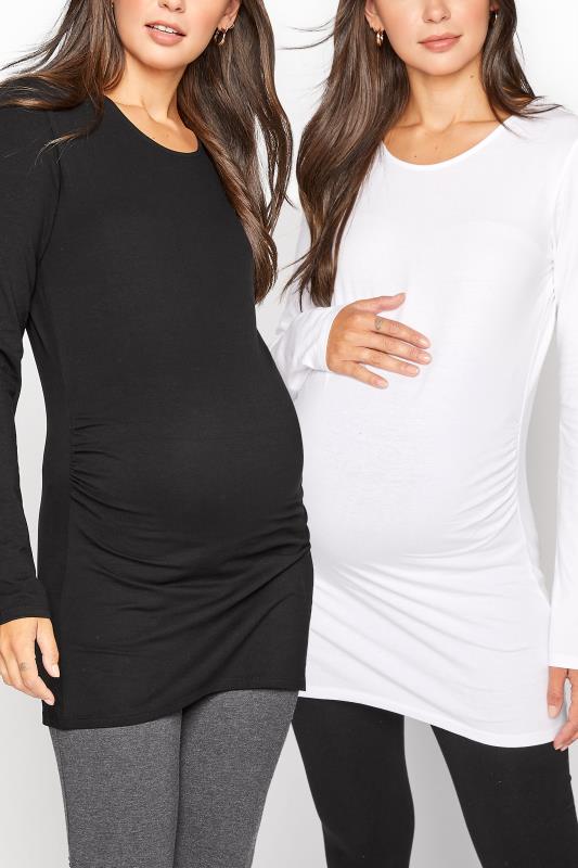 LTS 2 PACK Maternity Black & White Long Sleeve T-Shirt | Long Tall Sally 1