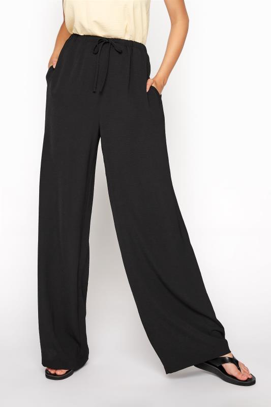 LTS Black Wide Leg Twill Trousers | Long Tall Sally  3