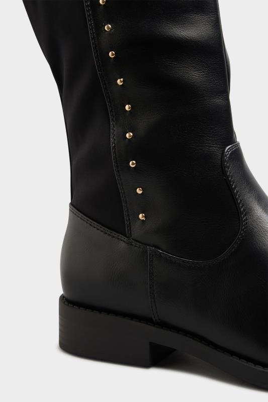 LIMITED COLLECTION Black PU Stud Over The Knee Boots In Extra Wide Fit | Yours Clothing 5
