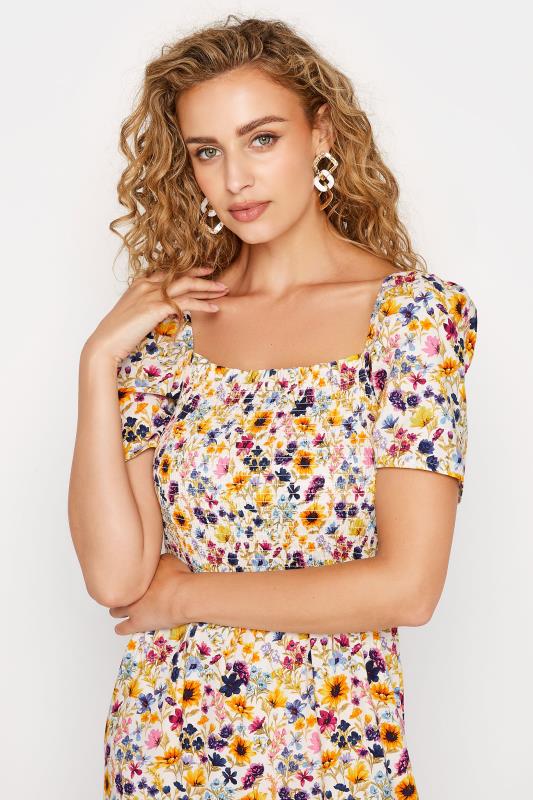 LTS Tall Women's Yellow Floral Print Shirred Maxi Dress | Long Tall Sally 4