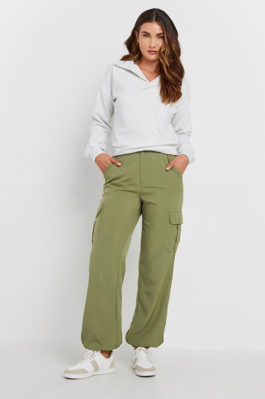 LTS Tall Women's Khaki Green Cuffed Cargo Trousers | Long Tall Sally 1