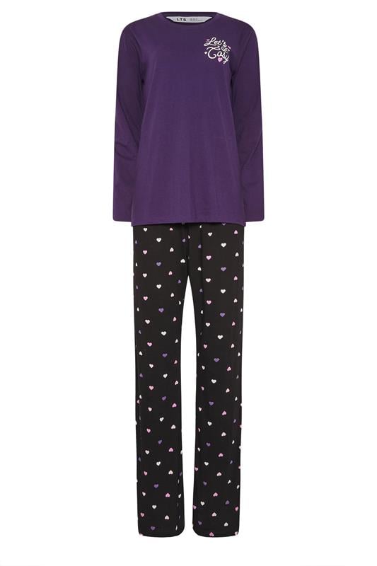 LTS Tall Purple 'Let's Get Cosy' Slogan Pyjama Set | Long Tall Sally 5