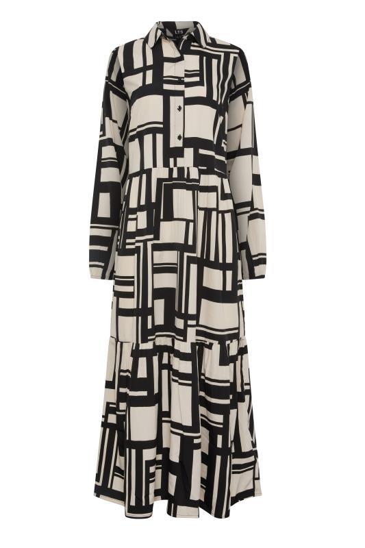 LTS Tall Womens Stone Brown Abstract Print Tiered Maxi Dress | Long Tall Sally 5