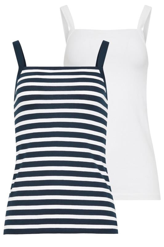 LTS Tall Women's 2 PACK White & Navy Blue Striped Cami Tops | Long Tall Sally 7