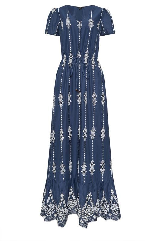 LTS Tall Women's Navy Blue Floral Embroidered Maxi Dress | Long Tall Sally 2