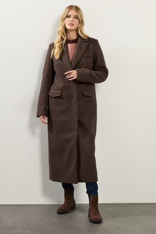 LTS Tall Chocolate Brown Longline Maxi Coat | Long Tall Sally 3