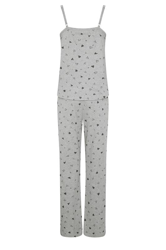 LTS Tall Women's Grey Heart Print Cotton Wide Leg Pyjama Set | Long Tall Sally 2