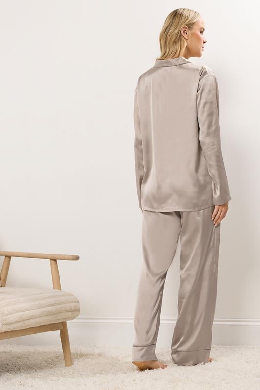 LTS Tall Natural Brown Satin Pyjama Set | Long Tall Sally 3