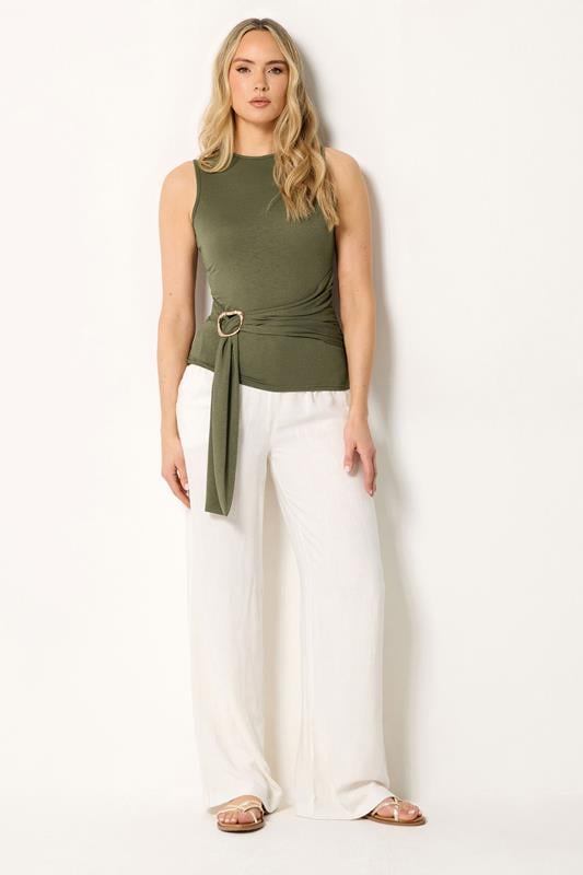 LTS Tall Women's Khaki Green Belted Buckle Top | Long Tall Sally 2