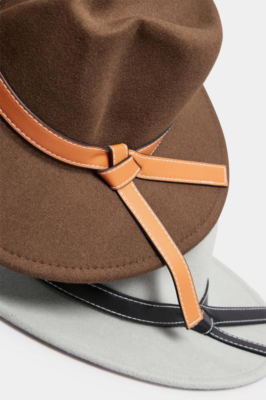 Brown Faux Leather Band Fedora Hat | Yours Clothing  4