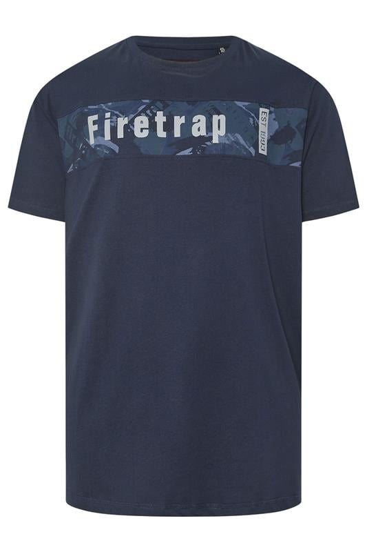 FIRETRAP Big & Tall Navy Blue Logo Print T-Shirt