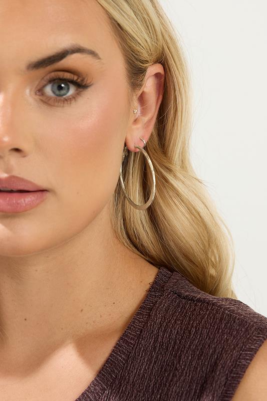 3 PACK Gold Tone Large Hoop Earrings | Yours Clothing 1
