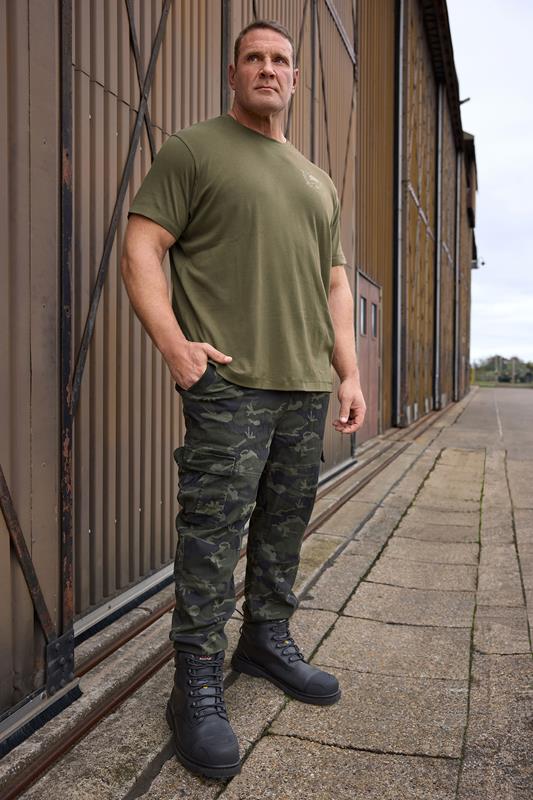 BadRhino Big & Tall Green Camo Print Cargo Trousers | BadRhino 1