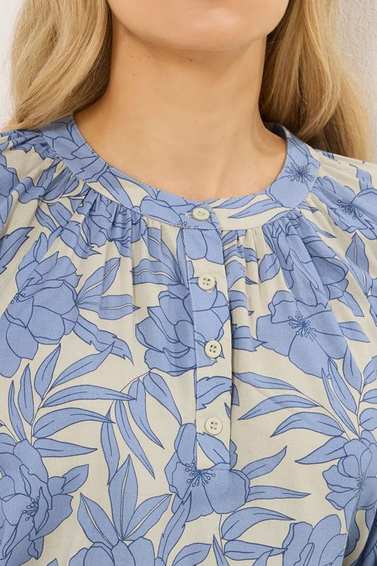 LTS Tall Women's Cream & Blue Placket Raglan Blouse | Long Tall Sally 6