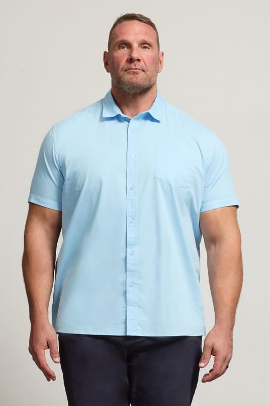 BadRhino Big & Tall Light Blue Stretch Short Sleeve Shirt