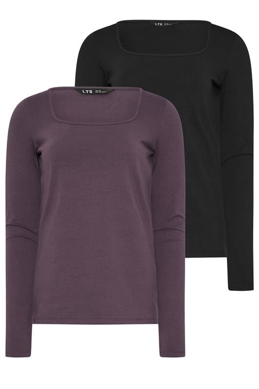 LTS Tall 2 PACK Purple & Black Square Neck Tops | Long Tall Sally 7