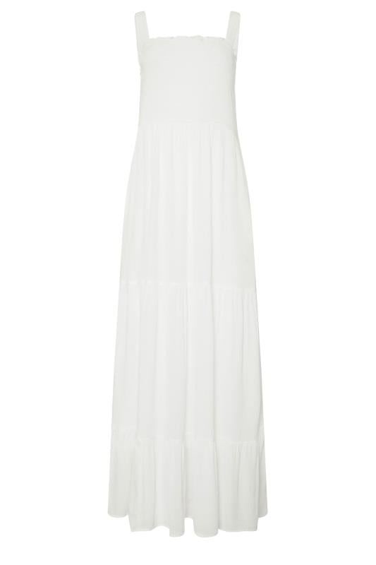 LTS Tall Women's White Shirred Tiered Maxi Dress | Long Tall Sally  5