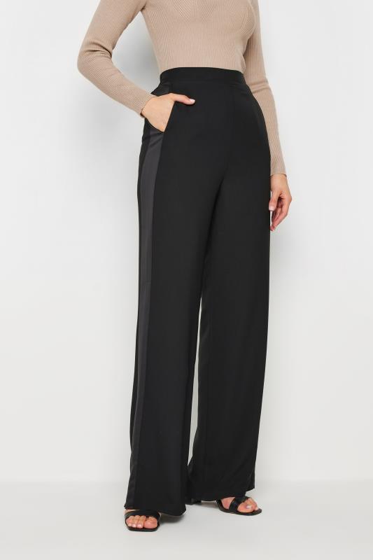 LTS Tall Black Satin Side Stripe Trousers | Long Tall Sally 2