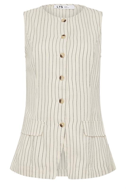 LTS Tall Women's Ivory White Pinstripe Linen Waistcoat | Long Tall Sally 6