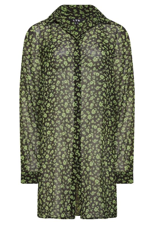 Tall Women's LTS Black & Green Floral Print Longline Shirt | Long Tall Sally 6