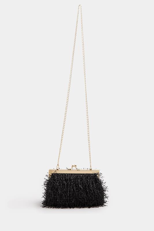Black Eyelash Clutch Bag | Yours Clothing 4