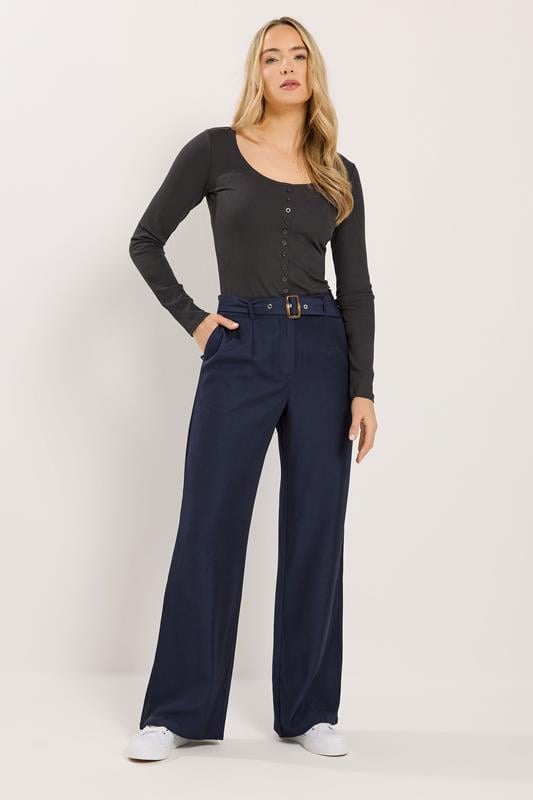 Tall  LTS Tall Navy Blue Wide Leg Belted Trousers