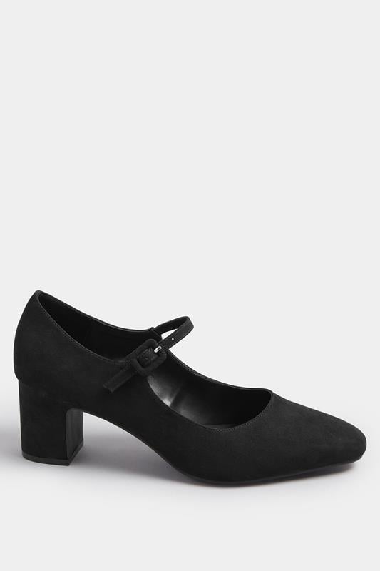 LTS Black Faux Suede Mary Jane Block Heel In Standard Fit | Long Tall Sally 2