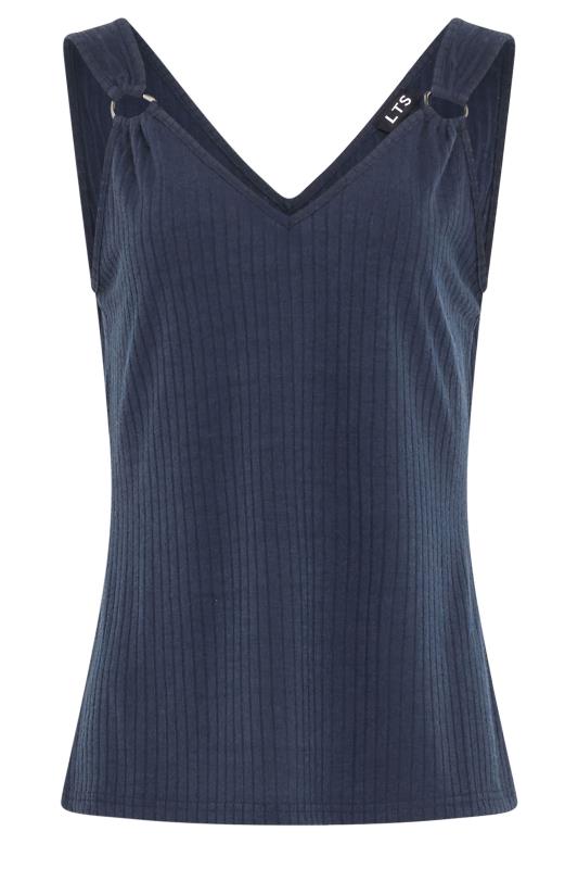 LTS Tall Navy Blue Ribbed Vest Top | Long Tall Sally 7