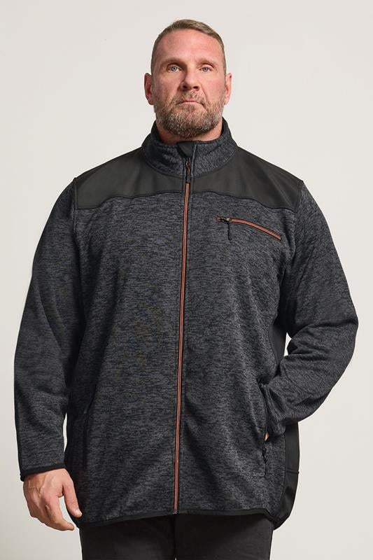 Kam Big & Tall Black Twisted Marl Fleece Jacket