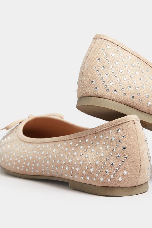 Nude Sparkly Ballerina Pumps In Extra Wide EEE Fit  4