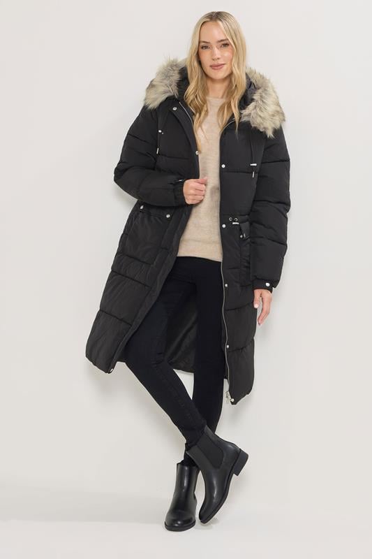 LTS Tall Black Padded Midi Coat | Long Tall Sally 2