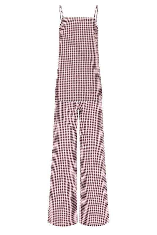 LTS Tall Women's Set Burgundy Red Gingham Cotton Vest Top & Trousers | Long Tall Sally 9