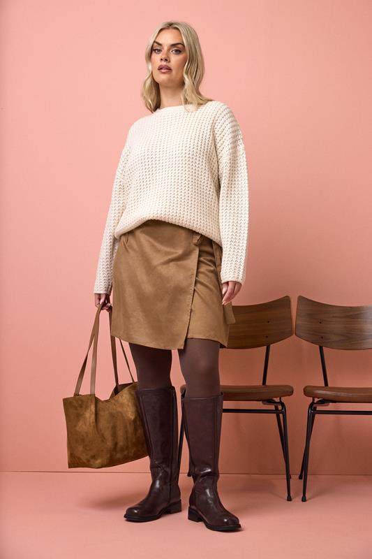 Brown Faux Suede Oversize Tote Bag | Yours Clothing 2