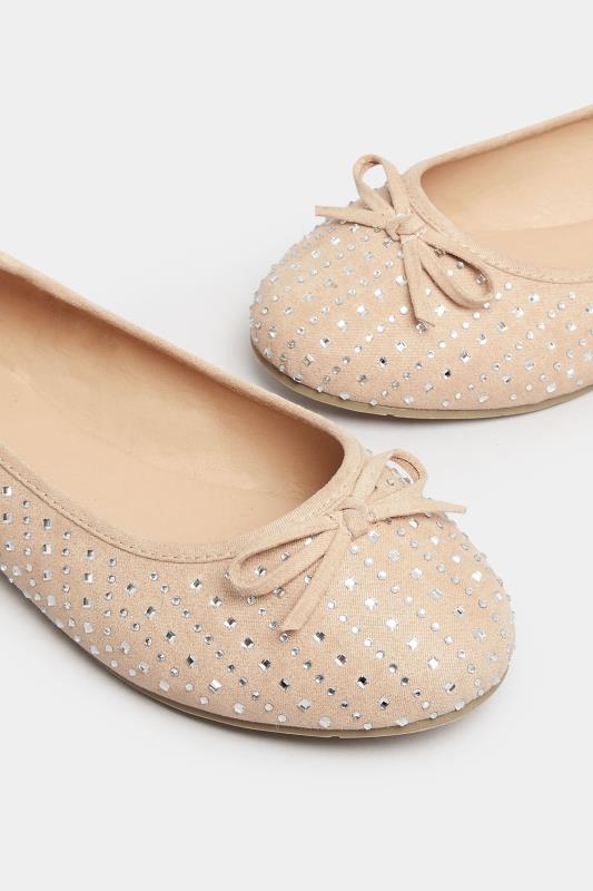 Nude Sparkly Ballerina Pumps In Extra Wide EEE Fit  5