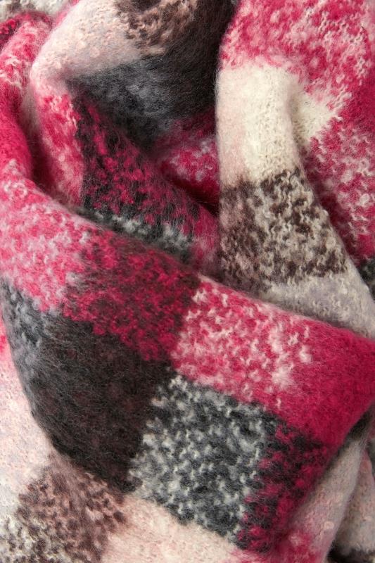 Pink Check Print Super Soft Scarf | Yours Clothing 3