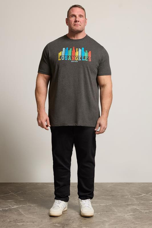 D555  Big & Tall Charcoal Grey 'Los Angeles' T-Shirt | BadRhino 1