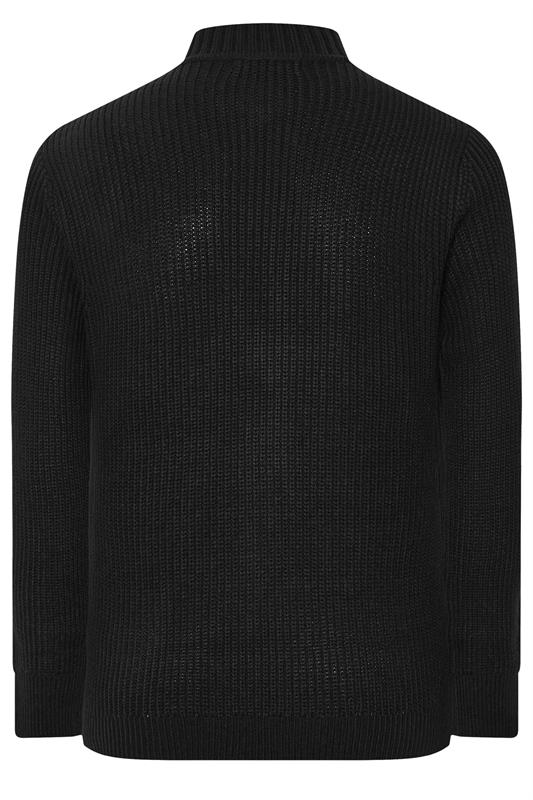 BadRhino Big & Tall Black Ribbed Zip Through Knitted Jumper | BadRhino 7