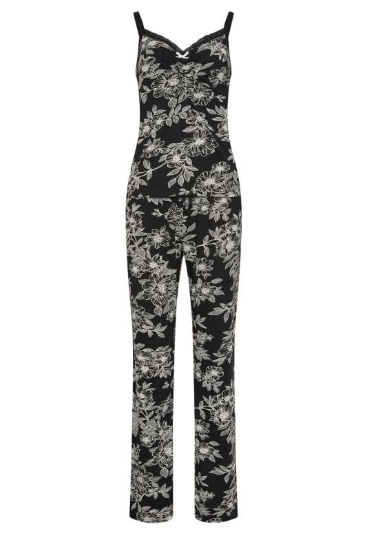 LTS Tall Black Floral Print Wide Leg Pyjama Set | Long Tall Sally 5