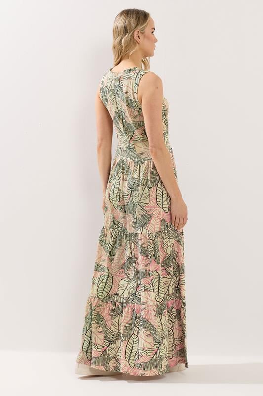 LTS Tall Women's Natural Brown Leaf Print Cotton Maxi Dress | Long Tall Sally 2
