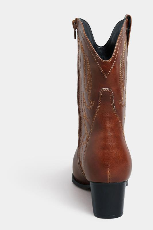 LIMITED COLLECTION Brown Cowboy Ankle Boots in Extra Wide EEE Fit | Yours Clothing 4