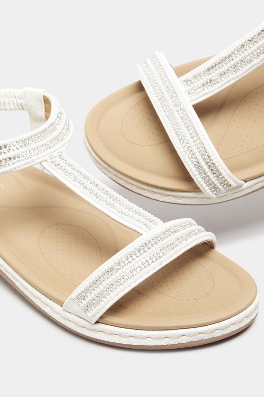 Plus Size White Diamante Strap Sandals In Wide E Fit & Extra Wide EEE Fit | Yours Clothing 5