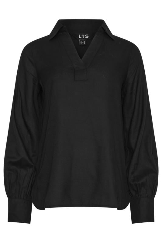 LTS Tall Black Open Collar Shirt | Long Tall Sally 5