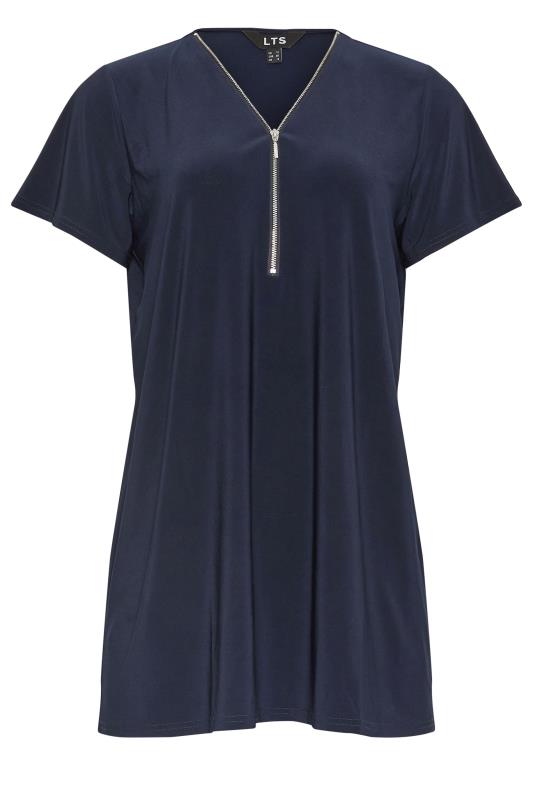 LTS Tall Women's Navy Blue Zip Detail T-Shirt | Long Tall Sally 5