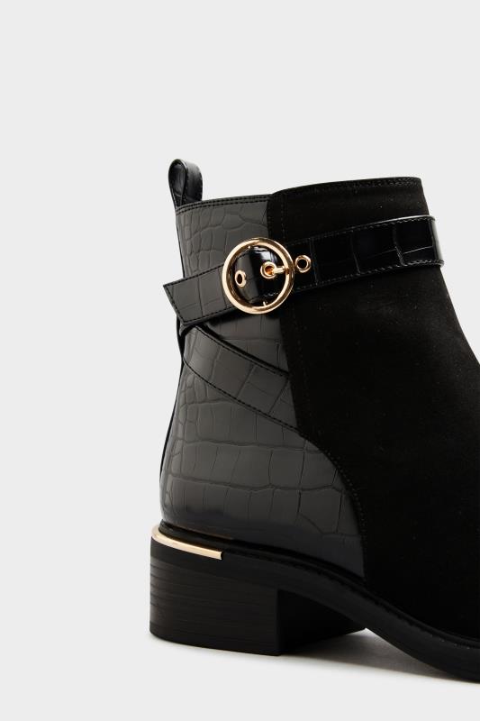 LTS Black Buckle Strap Ankle Boots | Long Tall Sally 6