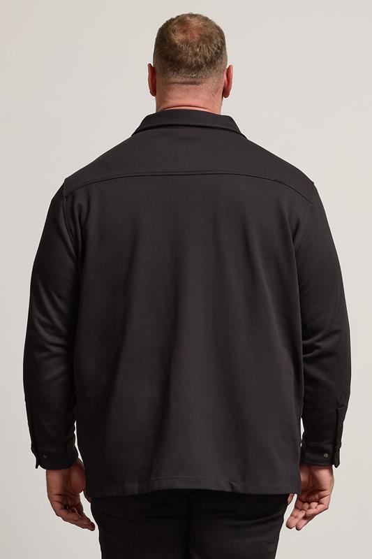 BadRhino Big & Tall Black Textured Jersey Shacket | BadRhino 3