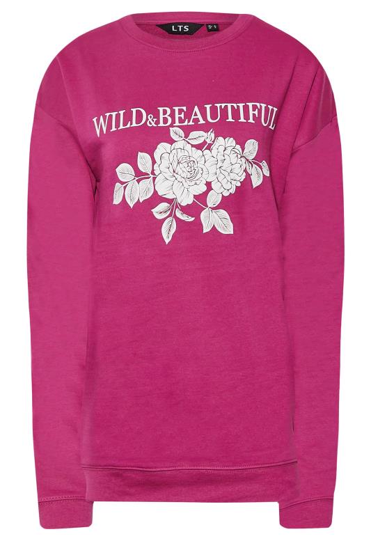 LTS Hot Pink Flower 'Wild & Beautiful' Print Sweatshirt | Long Tall Sally 6