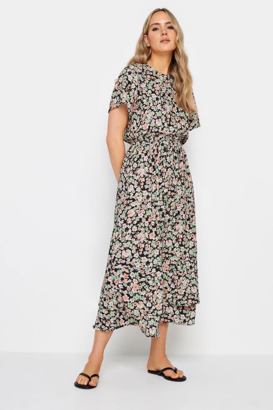 LTS Tall Womens Khaki Green Floral Print Tie Waist Midi Dress | Long Tall Sally 1