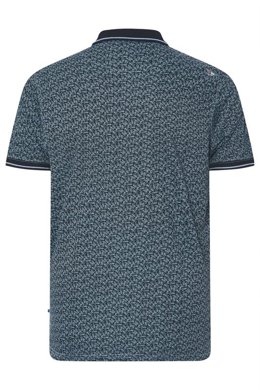 D555 Big & Tall Navy Blue Abstract Print Polo Shirt | BadRhino 4